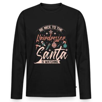 Be nice to the Hairdresser santa is watching - Männer Premium Bio Langarmshirt - Schwarz - Vorne - Nico (187cm)