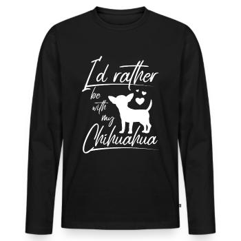 I'd rather be with my chihuahua - Men's Premium Organic Long Sleeve Shirt - black - Front - Nico (187cm)