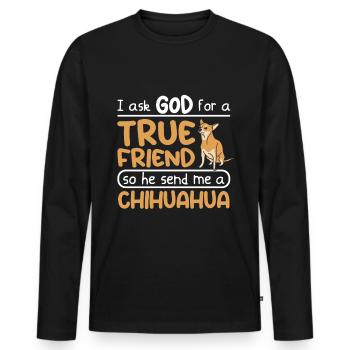 True friend dog chihuahua - Men's Premium Organic Long Sleeve Shirt - black - Front - Nico (187cm)