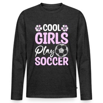 Cool girls play soccer - Männer Premium Bio Langarmshirt - Anthrazit meliert - Vorne - Nico (187cm)