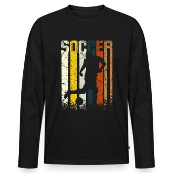 Retro Vintage Soccer - Men's Premium Organic Long Sleeve Shirt - black - Front - Nico (187cm)