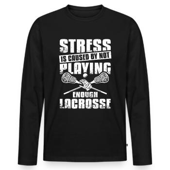 Le stress est causé par le fait de ne pas jouer suffisamment à la crosse - T-shirt manches longues Premium bio Homme - noir - Devant - Nico (187cm)