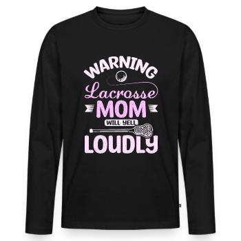 Warning lacrosse mom will yell loudly - Männer Premium Bio Langarmshirt - Schwarz - Vorne - Nico (187cm)