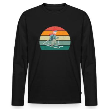 Ski Skieur Skieur Hiver Neige Montagnes - T-shirt manches longues Premium bio Homme - noir - Devant - Nico (187cm)