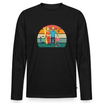 Ski Skieur Skieur Hiver Neige Montagnes - T-shirt manches longues Premium bio Homme - noir - Devant - Nico (187cm)