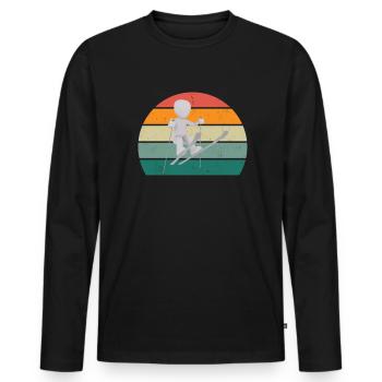 Ski Skieur Skieur Hiver Neige Montagnes - T-shirt manches longues Premium bio Homme - noir - Devant - Nico (187cm)