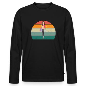 Shopper Shopper Shopping Buyer - T-shirt manches longues Premium bio Homme - noir - Devant - Nico (187cm)