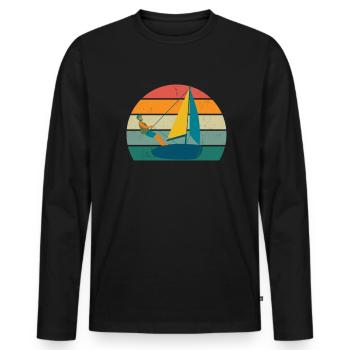 Voile Marin Marin Voilier Voilier Bateau à voile - T-shirt manches longues Premium bio Homme - noir - Devant - Nico (187cm)
