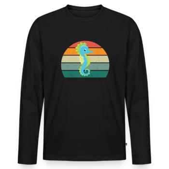 Hippocampes Eau Mer Océan Nageurs Chevaux - T-shirt manches longues Premium bio Homme - noir - Devant - Nico (187cm)