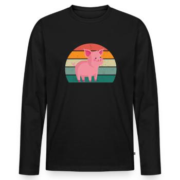 porcs porcs verrat porcherie porc - T-shirt manches longues Premium bio Homme - noir - Devant - Nico (187cm)
