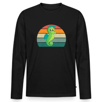 Hippocampes Eau Mer Océan Nageurs Chevaux - T-shirt manches longues Premium bio Homme - noir - Devant - Nico (187cm)