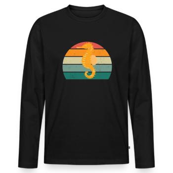 Hippocampes Eau Mer Océan Nageurs Chevaux - T-shirt manches longues Premium bio Homme - noir - Devant - Nico (187cm)