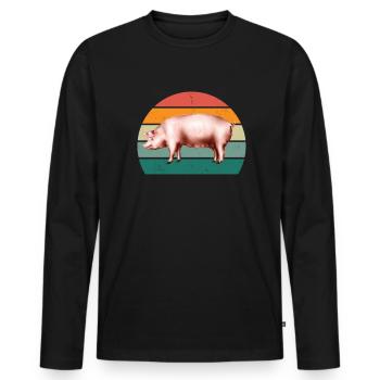 porcs porcs verrat porcherie porc - T-shirt manches longues Premium bio Homme - noir - Devant - Nico (187cm)
