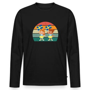 Sweden Blue Yellow Stockholm Sweden - Men's Premium Organic Long Sleeve Shirt - black - Front - Nico (187cm)