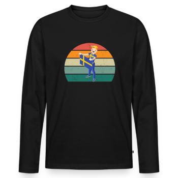Sweden Blue Yellow Stockholm Sweden - Men's Premium Organic Long Sleeve Shirt - black - Front - Nico (187cm)