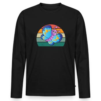 Papillon Chenille Chenilles Cocoon Mouche Floraison - T-shirt manches longues Premium bio Homme - noir - Devant - Nico (187cm)