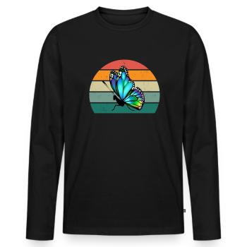 Papillon Chenille Chenilles Cocoon Mouche Floraison - T-shirt manches longues Premium bio Homme - noir - Devant - Nico (187cm)