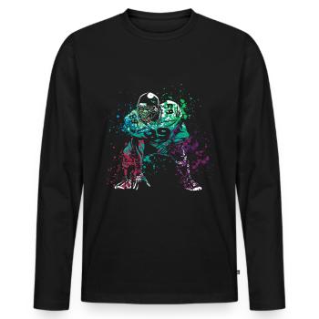 American Football Player Splash - Men's Premium Organic Long Sleeve Shirt - black - Front - Nico (187cm)