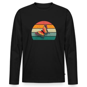 Butterfly Caterpillar Caterpillars Cocoon Fly Flowering - Men's Premium Organic Long Sleeve Shirt - black - Front - Nico (187cm)