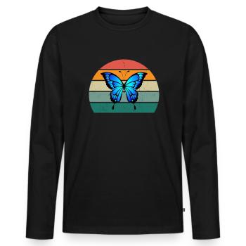 Butterfly Caterpillar Caterpillars Cocoon Fly Flowering - Men's Premium Organic Long Sleeve Shirt - black - Front - Nico (187cm)