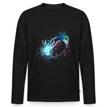 American football splash - Men's Premium Organic Long Sleeve Shirt - black - Front - Nico (187cm)