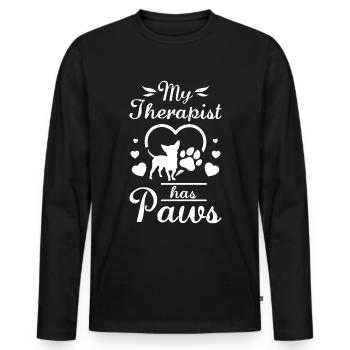 My therapist has paws Chihuahua - Men's Premium Organic Long Sleeve Shirt - black - Front - Nico (187cm)