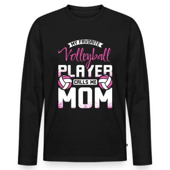 Mon joueur de volleyball préféré m’appelle maman - T-shirt manches longues Premium bio Homme - noir - Devant - Nico (187cm)