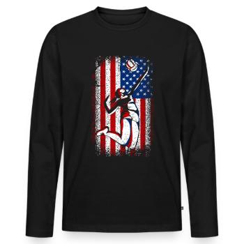 Usa american flag patriotic volleyball 4th of july - Männer Premium Bio Langarmshirt - Schwarz - Vorne - Nico (187cm)