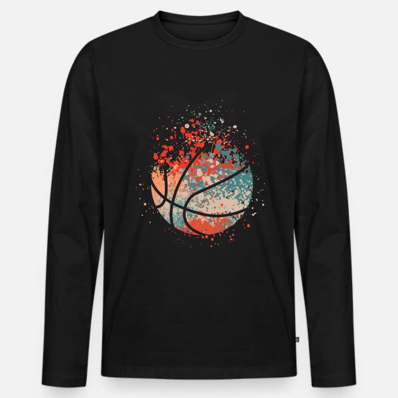 Basketball splash - Männer Premium Bio Langarmshirt - Schwarz
