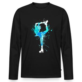 Splash Art Winter Sports Ice Dance Figure skating - Men's Premium Organic Long Sleeve Shirt - black - Front - Nico (187cm)