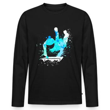 Splash Winter Sports Snow Luge Sled - Men's Premium Organic Long Sleeve Shirt - black - Front - Nico (187cm)