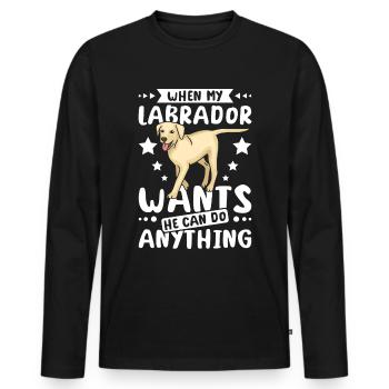 When my labrador wants he can do anything - Men's Premium Organic Long Sleeve Shirt - black - Front - Nico (187cm)