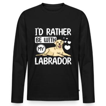 I'd rather be with my labrador - Men's Premium Organic Long Sleeve Shirt - black - Front - Nico (187cm)