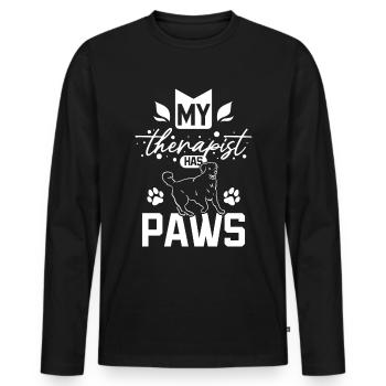 Mon thérapeute a des pattes labrador - T-shirt manches longues Premium bio Homme - noir - Devant - Nico (187cm)