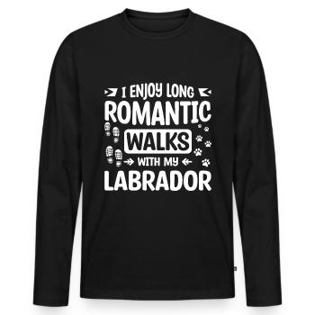 De longues promenades romantiques avec mon labrador - T-shirt manches longues Premium bio Homme - noir - Devant - Nico (187cm)