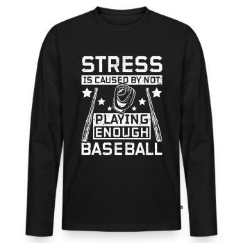 Le stress est causé par le fait de ne pas jouer suffisamment au baseball - T-shirt manches longues Premium bio Homme - noir - Devant - Nico (187cm)