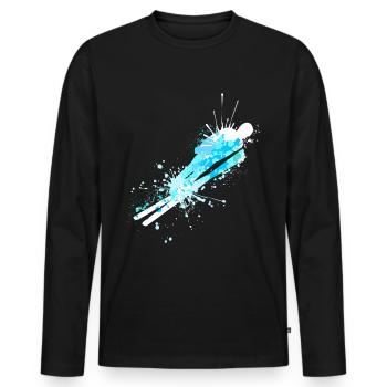 Splash Art Winter Sports Skiing Ski jumping - Men's Premium Organic Long Sleeve Shirt - black - Front - Nico (187cm)
