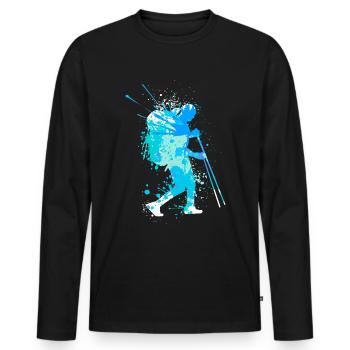 Splash Wanderer Randonnée hivernale - T-shirt manches longues Premium bio Homme - noir - Devant - Nico (187cm)