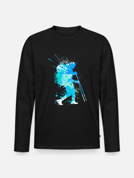 Splash Wanderer Winter Hiking - Men's Premium Organic Long Sleeve Shirt - black