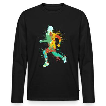 Splash Running Jogging - T-shirt manches longues Premium bio Homme - noir - Devant - Nico (187cm)