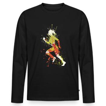 Splash Running Jogging Girl - T-shirt manches longues Premium bio Homme - noir - Devant - Nico (187cm)