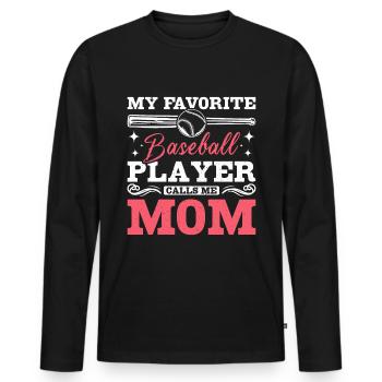 Mon joueur de baseball préféré m’appelle maman - T-shirt manches longues Premium bio Homme - noir - Devant - Nico (187cm)