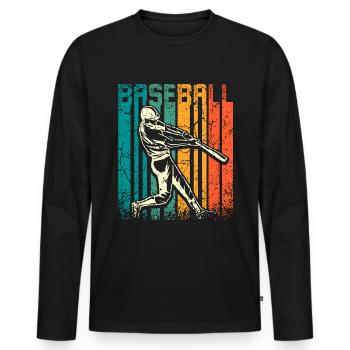 Retro vintage baseball player - Männer Premium Bio Langarmshirt - Schwarz - Vorne - Nico (187cm)