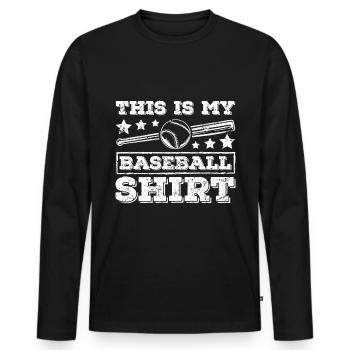 C’est ma balle de baseball - T-shirt manches longues Premium bio Homme - noir - Devant - Nico (187cm)