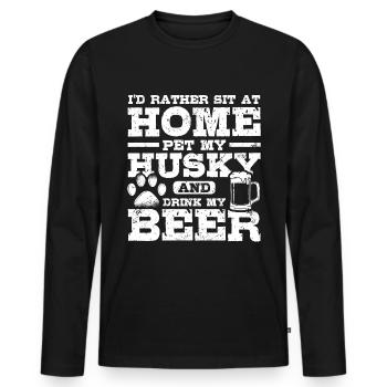 Beer and siberian husky - Männer Premium Bio Langarmshirt - Schwarz - Vorne - Nico (187cm)