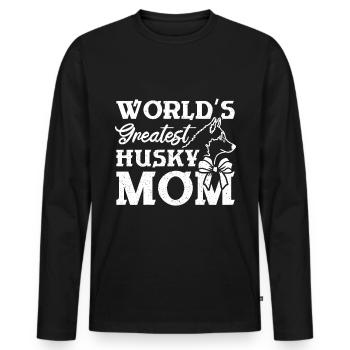 La plus grande maman husky sibérienne du monde - T-shirt manches longues Premium bio Homme - noir - Devant - Nico (187cm)