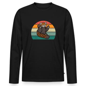 Pandas roux Panda rouge Bambou Asie Panda Rouge Ours - T-shirt manches longues Premium bio Homme - noir - Devant - Nico (187cm)