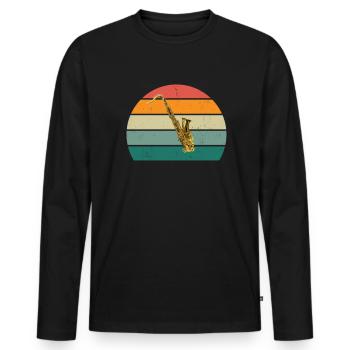 Saxofon Saxofonist Saxophon Musik Saxophonespieler - Männer Premium Bio Langarmshirt - Schwarz - Vorne - Nico (187cm)