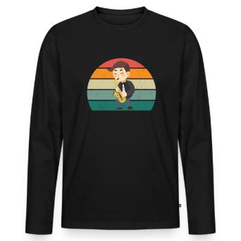 Saxofon Saxofonist Saxophon Musik Saxophonespieler - Männer Premium Bio Langarmshirt - Schwarz - Vorne - Nico (187cm)