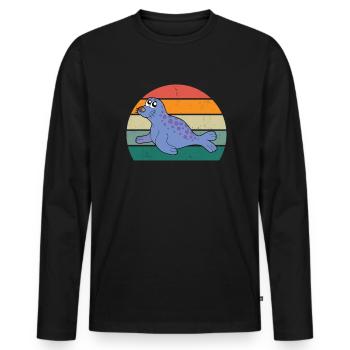 Robben Seehund Seehunde Schwimmen Ohrenrobbe Robbe - Männer Premium Bio Langarmshirt - Schwarz - Vorne - Nico (187cm)